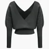 Solid Button V-Neck Sweater Long-Sleeve Top>MICAS Clearance