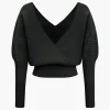 Solid Button V-Neck Sweater Long-Sleeve Top>MICAS Clearance