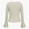 Solid Contrast Binding Square Neck Bell Sleeve Top>MICAS Fashion