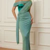 Solid Corset Asymmetrical Maxi Dress>MICAS New