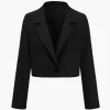 Solid Crop Button Blazer>MICAS Outlet