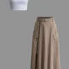 Solid Crop Tank Top And Zipper Pocket Pleated Skirt Set>MICAS Hot