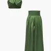 Solid Crossed Backless Top And Wide Leg Trousers Set>MICAS Sale