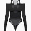 Solid Crossed Cut Out Sheer Bodysuit>MICAS Outlet