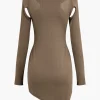 Solid Cut Out Asymmetrical Mini Dress>MICAS Best