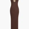 Solid Cut Out Color Block Maxi Dress>MICAS Sale