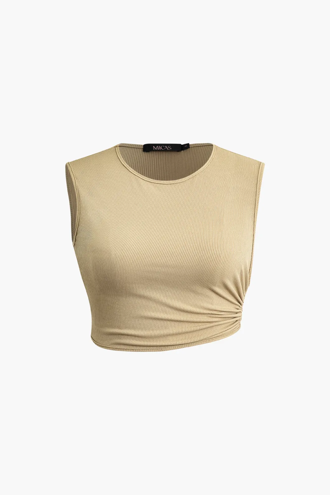 Solid Cut Out Crop Tank Top And Ruched Split Midi Skirt Set>MICAS Best