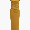 Solid Cut Out Halter Midi Dress>MICAS Online