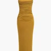 Solid Cut Out Halter Midi Dress>MICAS Online