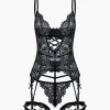 Solid Cut Out Lace Lingerie Garter Set>MICAS Outlet