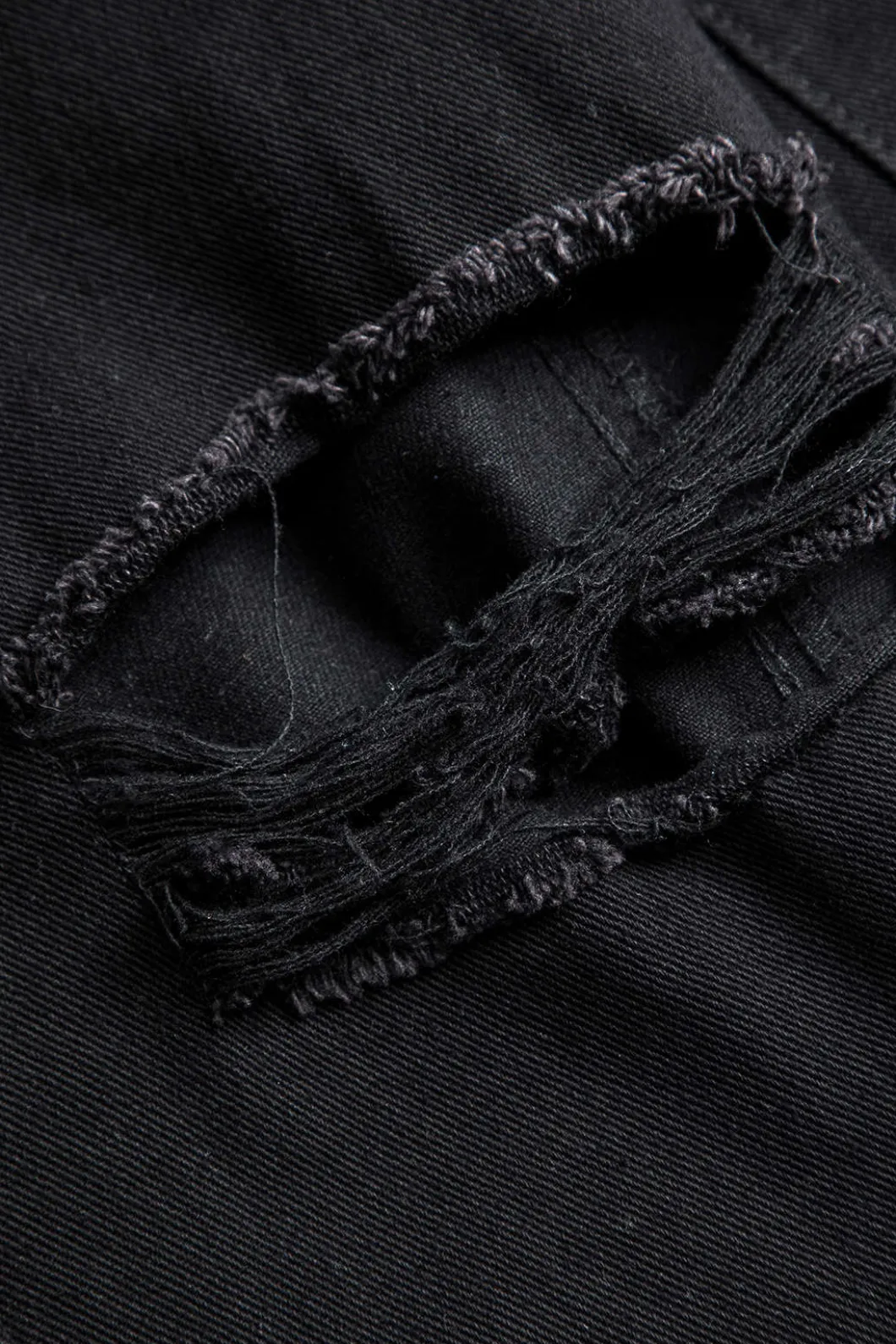 Solid Cut Out Ripped Jeans>MICAS New