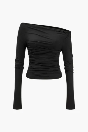 Solid Cut Out Twist Knot Long-Sleeve Top>MICAS New