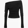 Solid Cut Out Twist Knot Long-Sleeve Top>MICAS New
