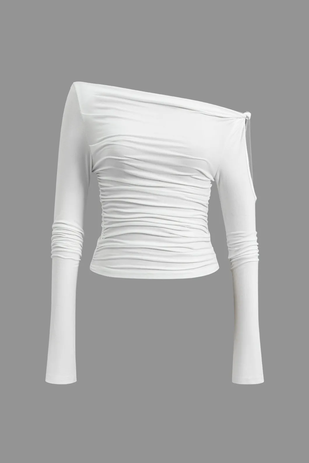 Solid Cut Out Twist Knot Long-Sleeve Top>MICAS New