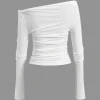 Solid Cut Out Twist Knot Long-Sleeve Top>MICAS New