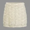Solid 3D Floral Texture Zipper Mesh Mini Skirt>MICAS Discount