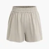 Solid Drawstring Frayed Shorts Set>MICAS Outlet