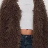 Solid Faux Fur Fringe Coat>MICAS Clearance