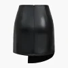 Solid Faux Leather Button Asymmetrical Skirt>MICAS Hot