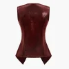 Solid Faux Leather Button Vest>MICAS Clearance