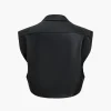Solid Faux Leather Button Pocket Vest>MICAS Sale