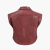 Solid Faux Leather Button Pocket Vest>MICAS Sale
