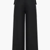 Solid Faux Leather Patchwork High Waist Crossed Pocket Trousers>MICAS Discount