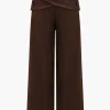 Solid Faux Leather Patchwork High Waist Crossed Pocket Trousers>MICAS Discount