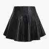 Solid Faux Leather Ruched Skirt>MICAS Hot