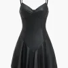 Solid Faux Leather Slip Bustier Mini Dress>MICAS Best
