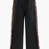 Solid Faux Leather Trousers With Fringe>MICAS Online