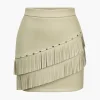 Solid Fringe Studded Skirt>MICAS Outlet