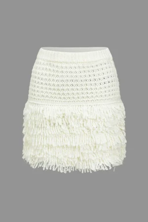 Solid Fringe Sweater Skirt>MICAS Hot