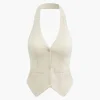 Solid Halter Backless Vest And Mini Skirt Set>MICAS Best