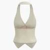 Solid Halter Backless Vest And Mini Skirt Set>MICAS Best