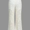 Solid Jacquard Wide Leg Trousers>MICAS Online