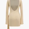 Solid Knit Asymmetrical Appliques Dress>MICAS Sale