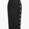 Solid Knit Asymmetrical Button Skirt>MICAS Sale