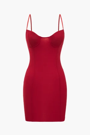 Solid Knit Bustier Slip Mini Dress>MICAS Clearance