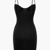 Solid Knit Bustier Slip Mini Dress>MICAS Clearance