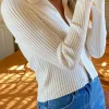 Solid Knit Button Long-Sleeve Top>MICAS Clearance
