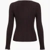 Solid Knit Button Long-Sleeve Top>MICAS Clearance