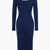 Solid Knit Button Midi Dress>MICAS Outlet