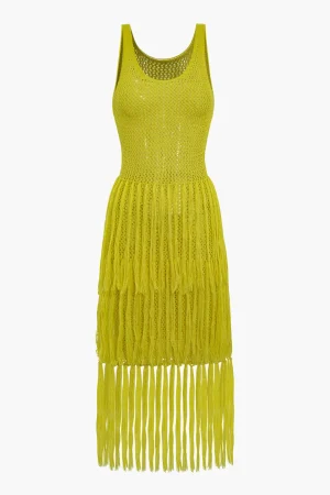 Solid Knit Fringe Cut Out Midi Dress>MICAS Best