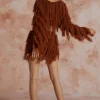 Solid Knit Fringe Long-Sleeve Top And Skirt Set>MICAS Clearance