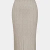 Solid Knit Long Sleeve Top And Slit Skirt Set>MICAS Online