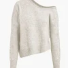 Solid Knit Off Shoulder Sweater Long-Sleeve Top>MICAS Discount