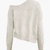 Solid Knit Off Shoulder Sweater Long-Sleeve Top>MICAS Discount