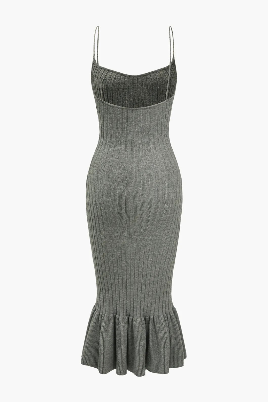 Solid Knit Ruffle Slip Dress>MICAS Online