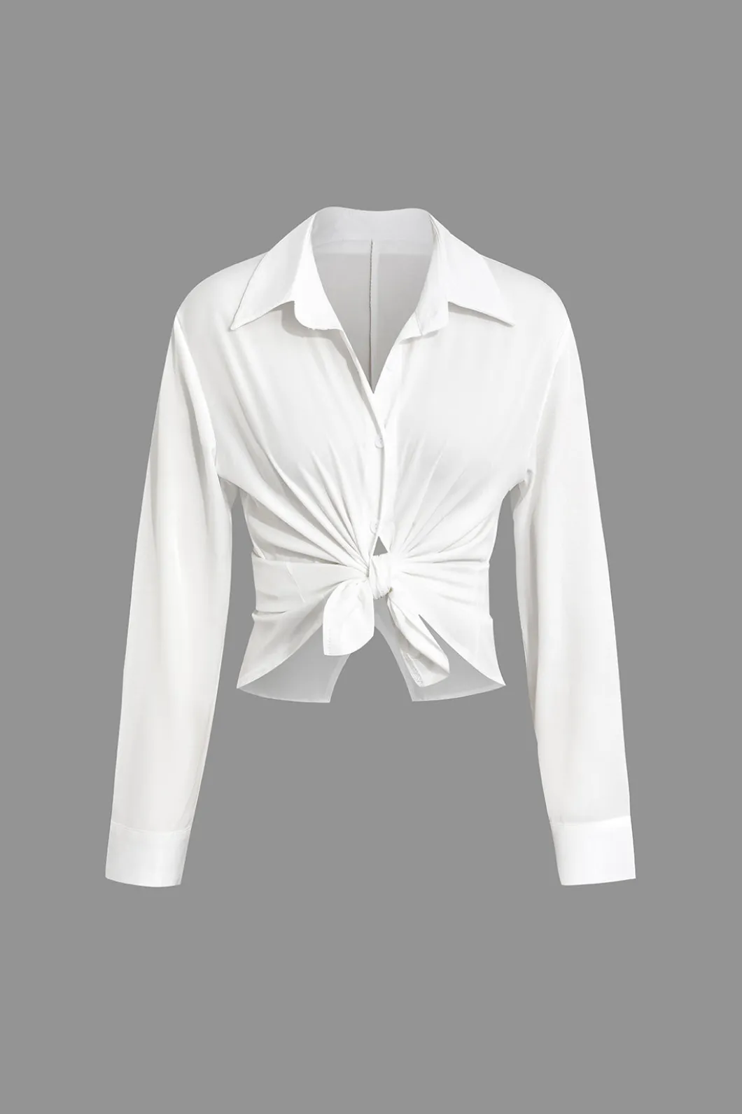 Solid Knot Shirt And Artistic Print Pants Set>MICAS Best